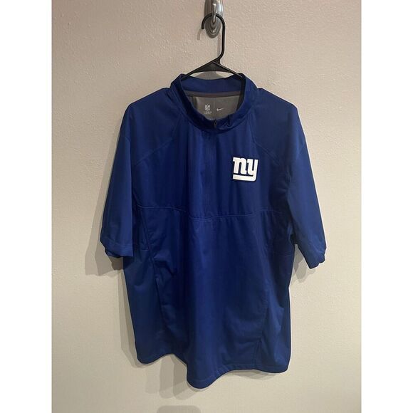 New York Giants Nike On Field Short Sleeve Windbreaker On Field Jacket Blue - Picture 1 of 11